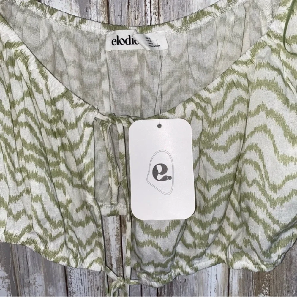 NWT Elodie Green & White Tie Crop - Picture 6 of 6